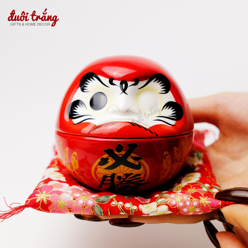 Lật đật Daruma sứ 8cm - 1 mắt (các mẫu Khai Vận, Phúc Lành, Quyết Thắng)