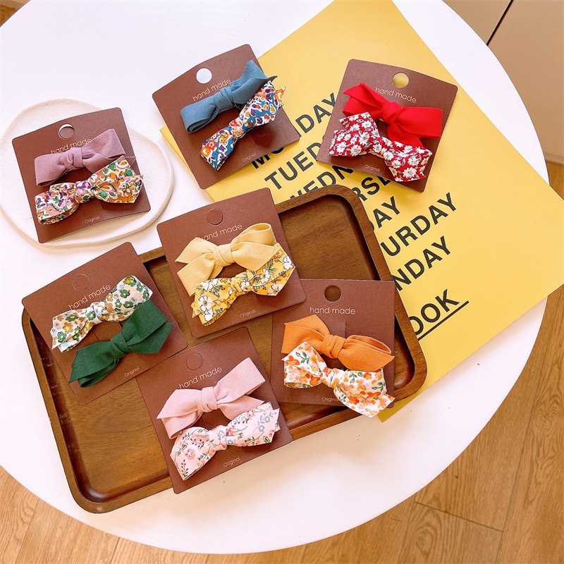Set 2 Kẹp Tóc Vải Nhiều Màu Sắc Đáng Yêu Cho Bé Gái