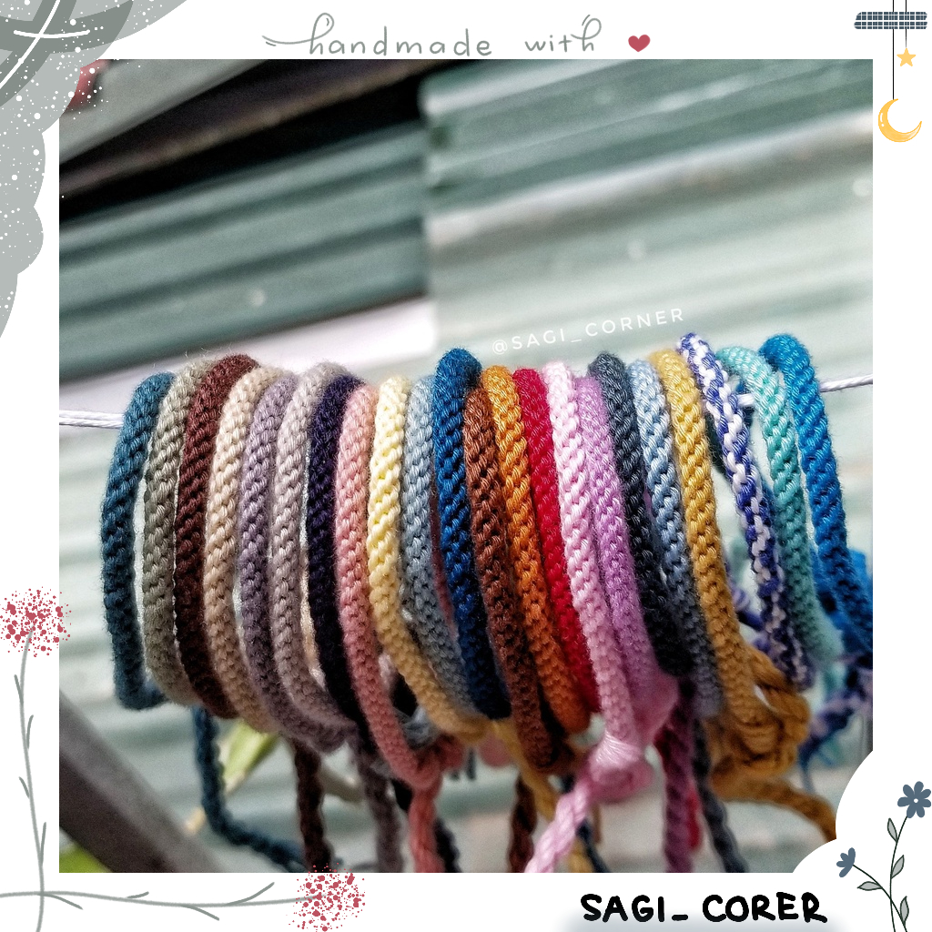 Vòng tay, vòng chân bằng chỉ | Vòng kumihimo trơn 1 màu