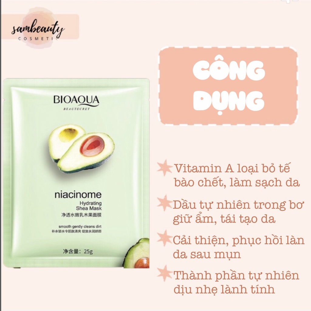 MẶT NẠ QUẢ BƠ CẤP ẨM LÀM DỊU LÀM MÁT PHỤC HỒI DA SAU TỔN THƯƠNG GIÚP MỜ THÂM THU NHỎ LỖ CHÂN LÔNG SamBeauty