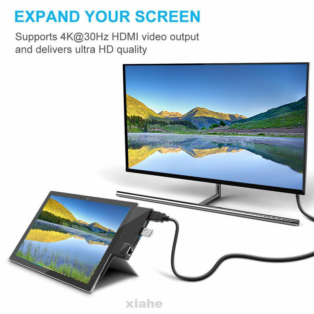 Docking Station Ethernet Port Mini Multifunction Plug And Play USB RJ45 4K HDMI For Surface Pro 6 | BigBuy360 - bigbuy360.vn