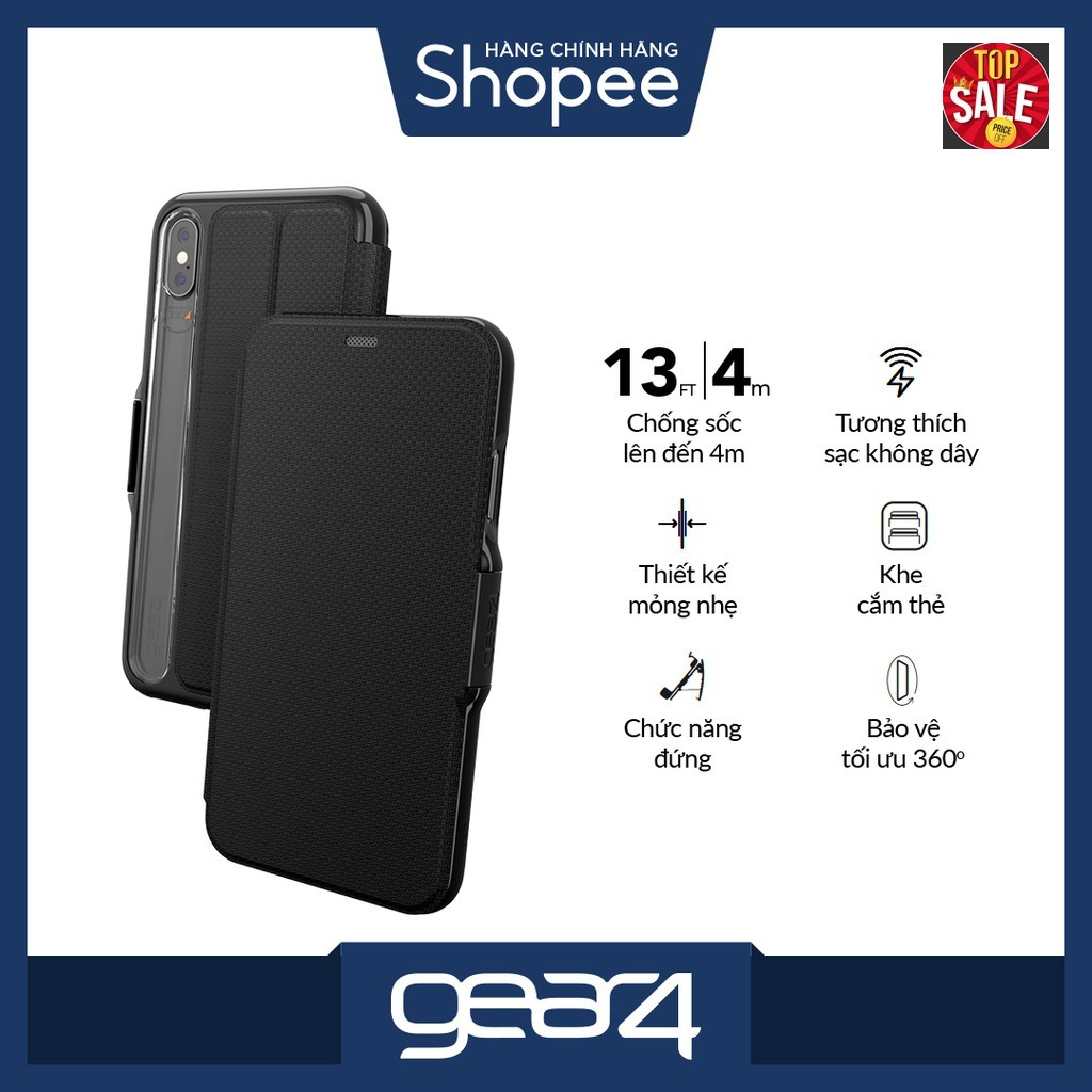 ỐP LƯNG CHỐNG SỐC GEAR4 D3O OXFORD FOR IPHONE XS MAX [PHÂN PHỐI CHÍNH HÃNG, BẢO HÀNH 1 NĂM]