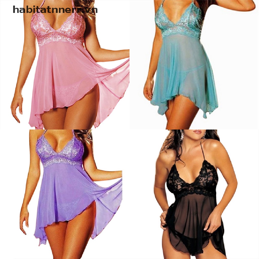Set Đầm ngủ ren hoa + Quần lót dây size lớn thời trang