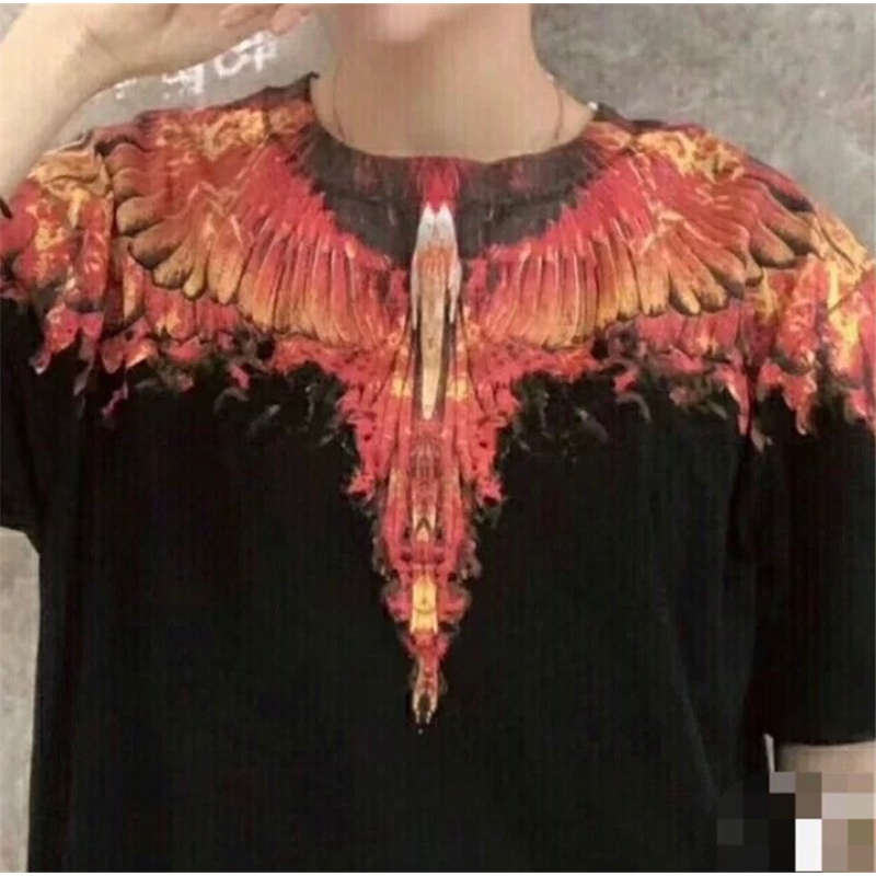 Áo Thun Thể Thao Plus Size Tay Ngắn Cổ Tròn In Hình Đôi Cánh Phong Cách Unisex Bằng Cotton Cho Nam Và Nữ