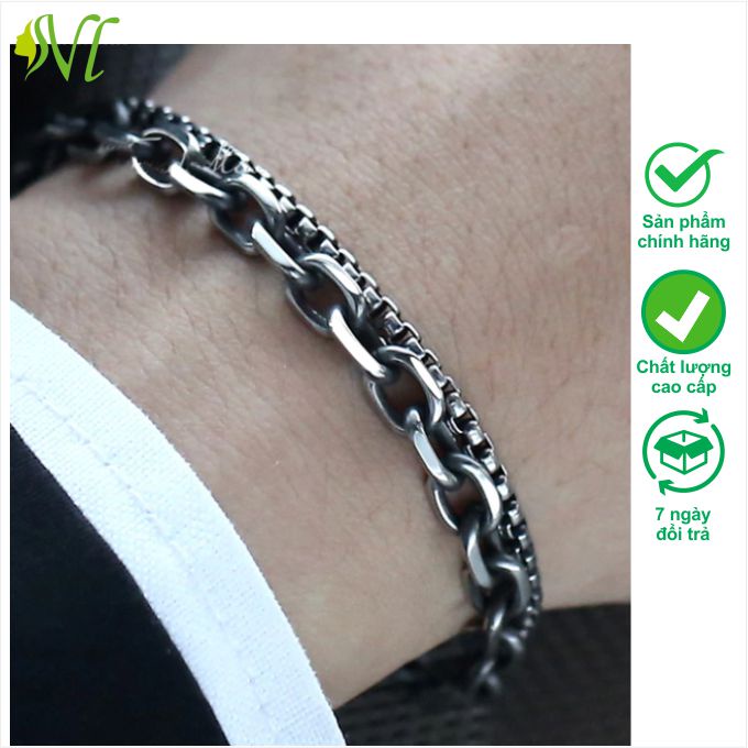 Lắc tay nam không gỉ titan Người Đẹp Vì Lụa không đen không gỉ xài nước tốt
