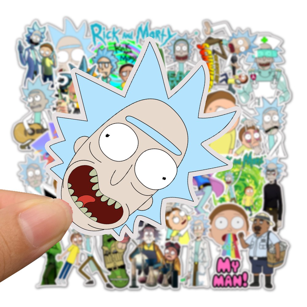 Miếng dán trang trí phong cách cổ điển họa tiết nhân vật hoạt hình &quot;Rick &amp; Morty&quot; dễ thương