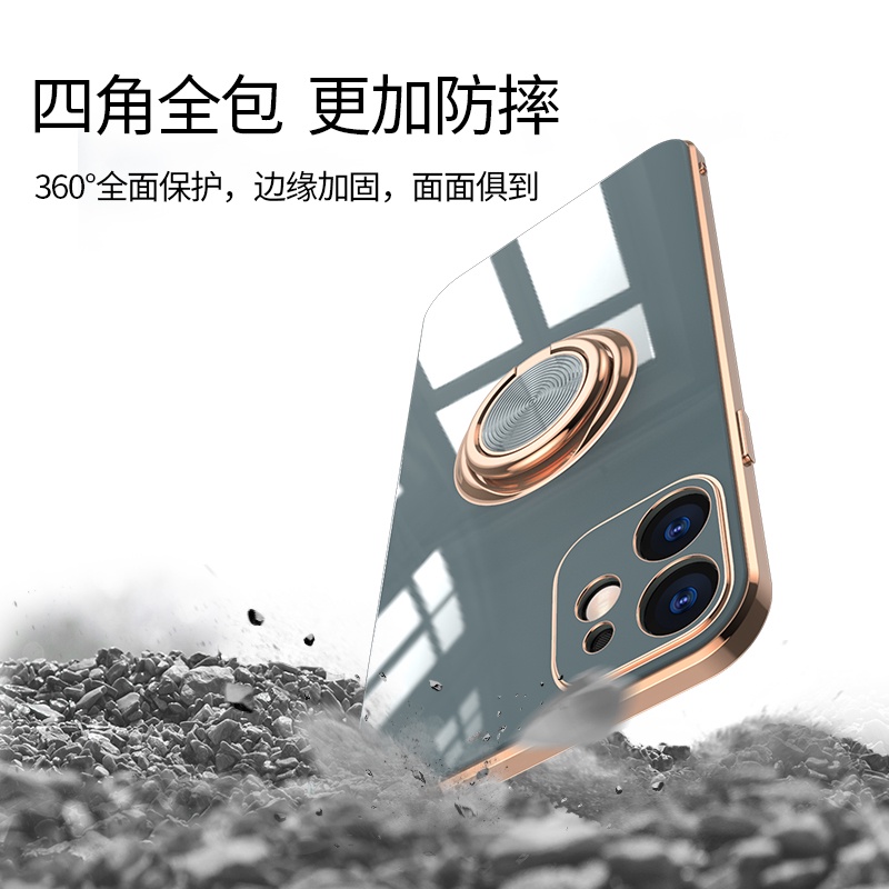 Ốp Điện Thoại Silicon Mềm Có Vòng Đỡ Hình Vuông Màu Kẹo Cho iPhone 11 12 13 Pro Max