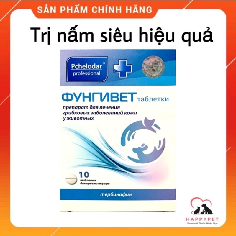 Fungivet Tri. nấm trên chó mèo -nhập Nga (vỉ 10 viên)