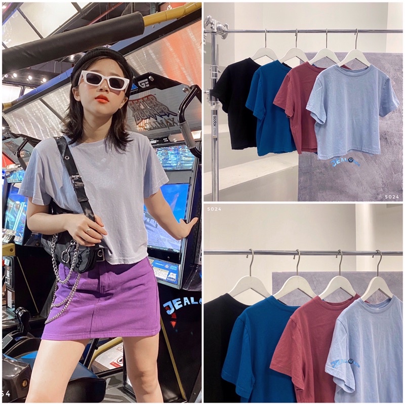 Áo thun nữ, áo phông croptop trơn mác dress you 5024