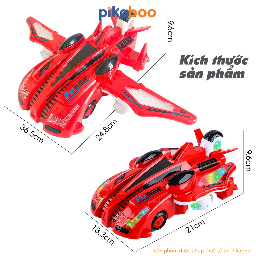 Đồ chơi ô tô biến hình khủng long cao cấp Pikaboo có đèn sắc màu, nhạc sôi động, chất liệu an toàn