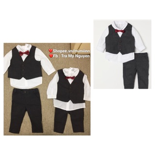 Set chú rể tuxedo nơ đỏ HM auth sale