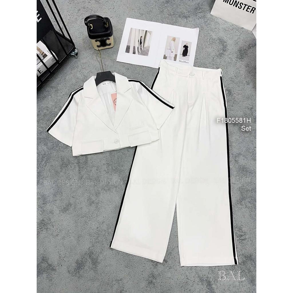 Set áo croptop cổ vest kèm quần suông