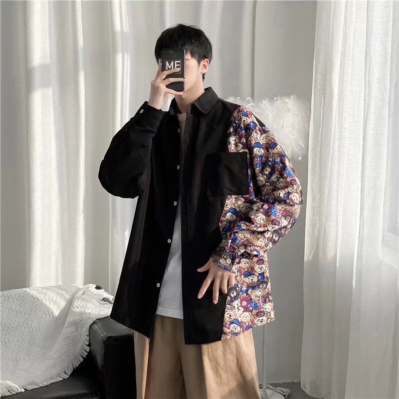 High quality Korean style cartoon printed long-sleeve shirt 2022