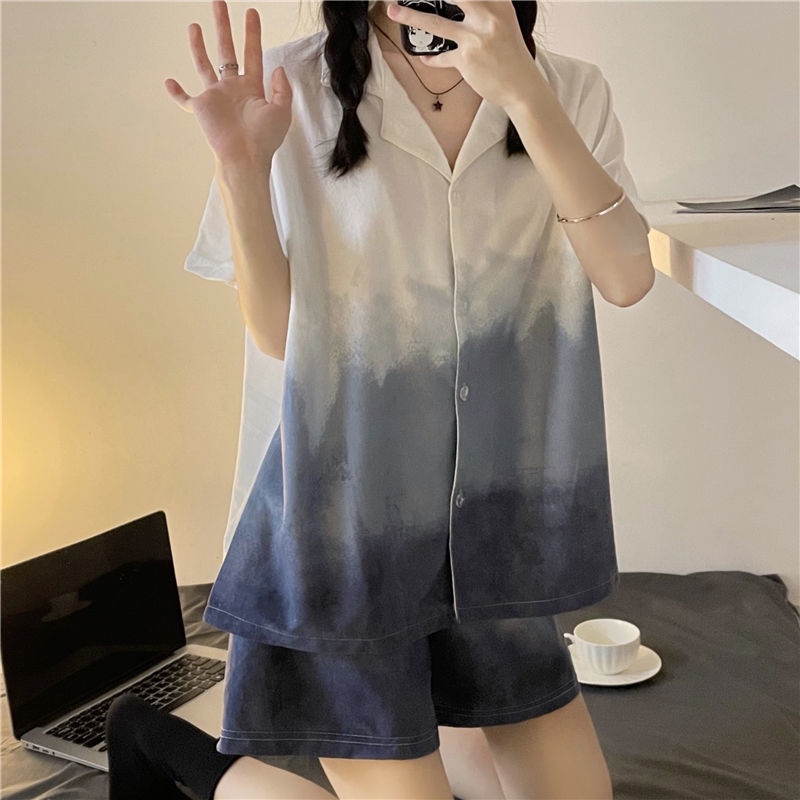 Bộ đồ ngủ nữ cotton tay ngắn Bộ đồ ngủ nữ thời trang mùa hè nhẹ nhàng dễ thương