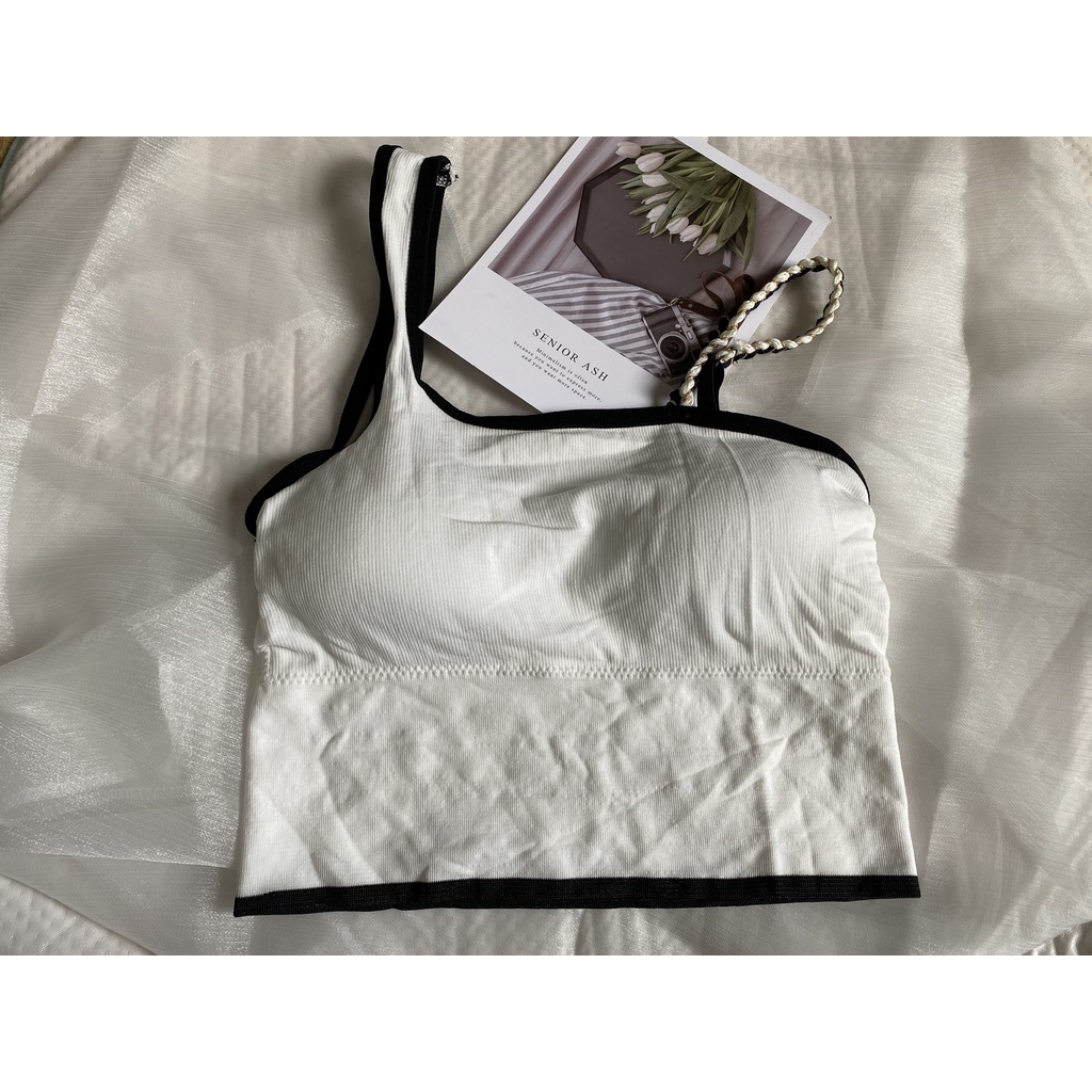 Áo Bra 2 Dây Kiểu Dáng Lệch Vai Dạng croptop | BigBuy360 - bigbuy360.vn
