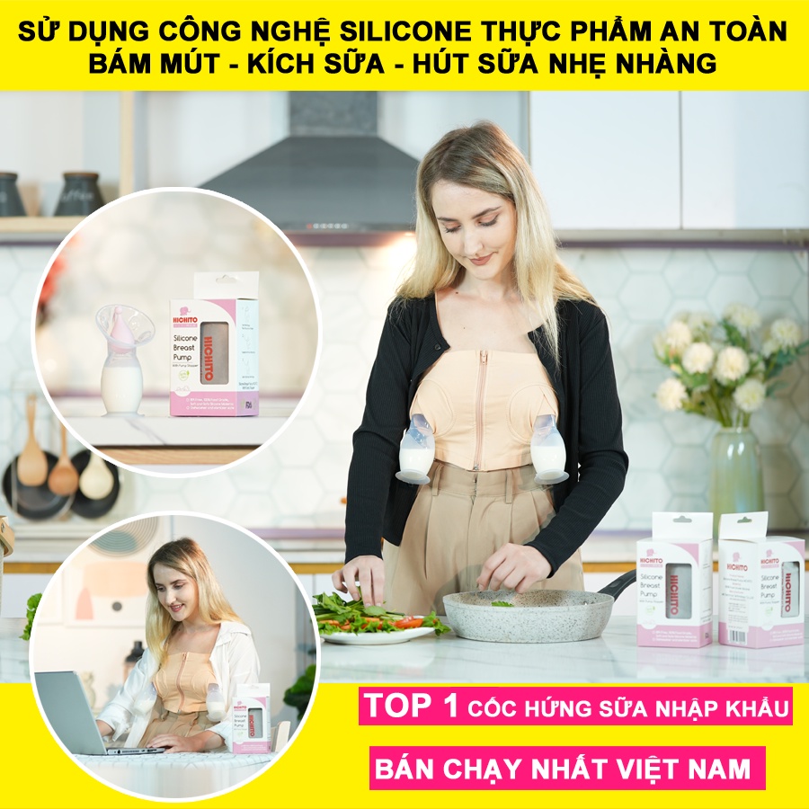 Cốc Hứng Sữa Hichito Nhật Bản - Phễu Hút Sữa - Cốc Hút Sữa Chính Hãng