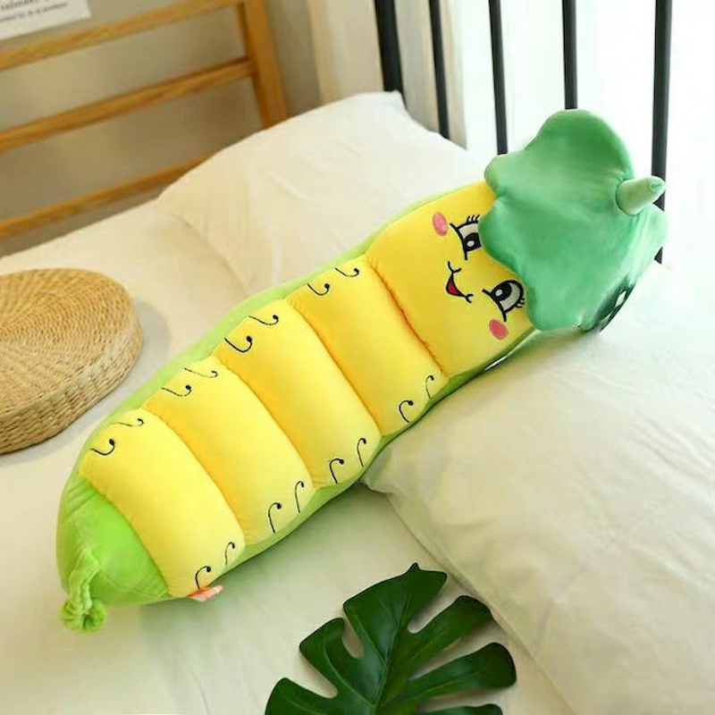 Gấu bông Sâu đội nón lá đáng yêu, Thú nhồi bông chú sâu xanh Cute, Gấu xinh Zick.vn