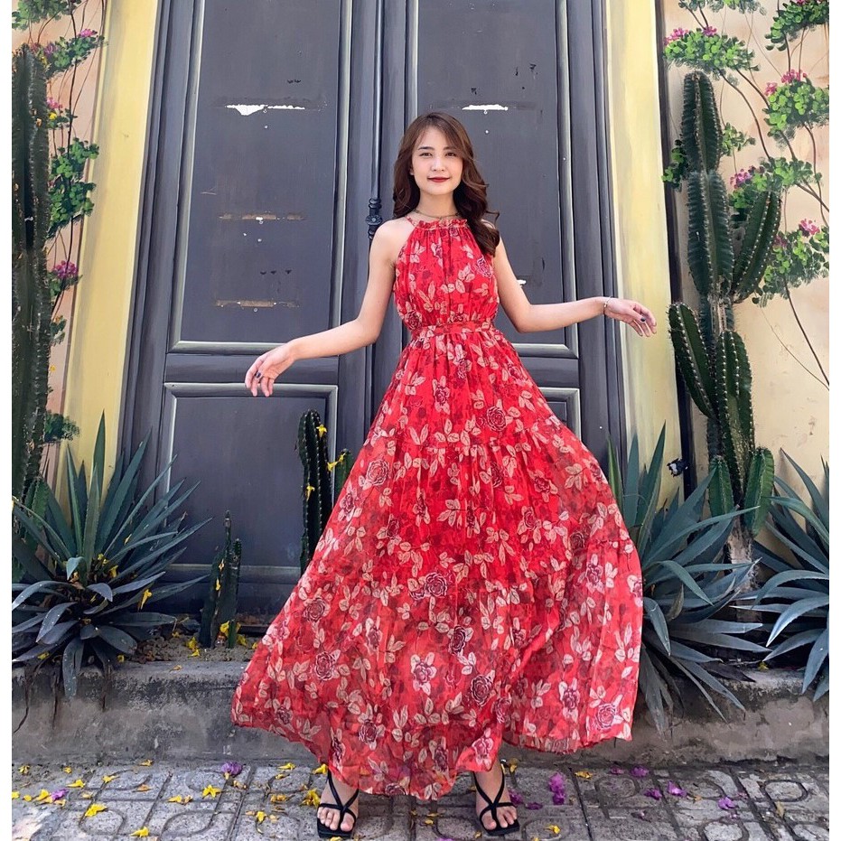 Váy maxi ⚡𝑺𝑰𝑬̂𝑼 𝑻𝑶̂𝑵 𝑫𝑨́𝑵𝑮⚡ Váy dáng dài đi biển, vải voan 2 lớp, mềm mại, hàng Quảng Châu cao cấp loại 1 | BigBuy360 - bigbuy360.vn