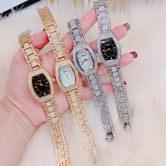 Đồng Hồ Nữ Dior Đeo Tay Thời Trang Dây Kim Loại Đính Đá Fullbox Cao Cấp Chống Nước Mẫu Mới 2022