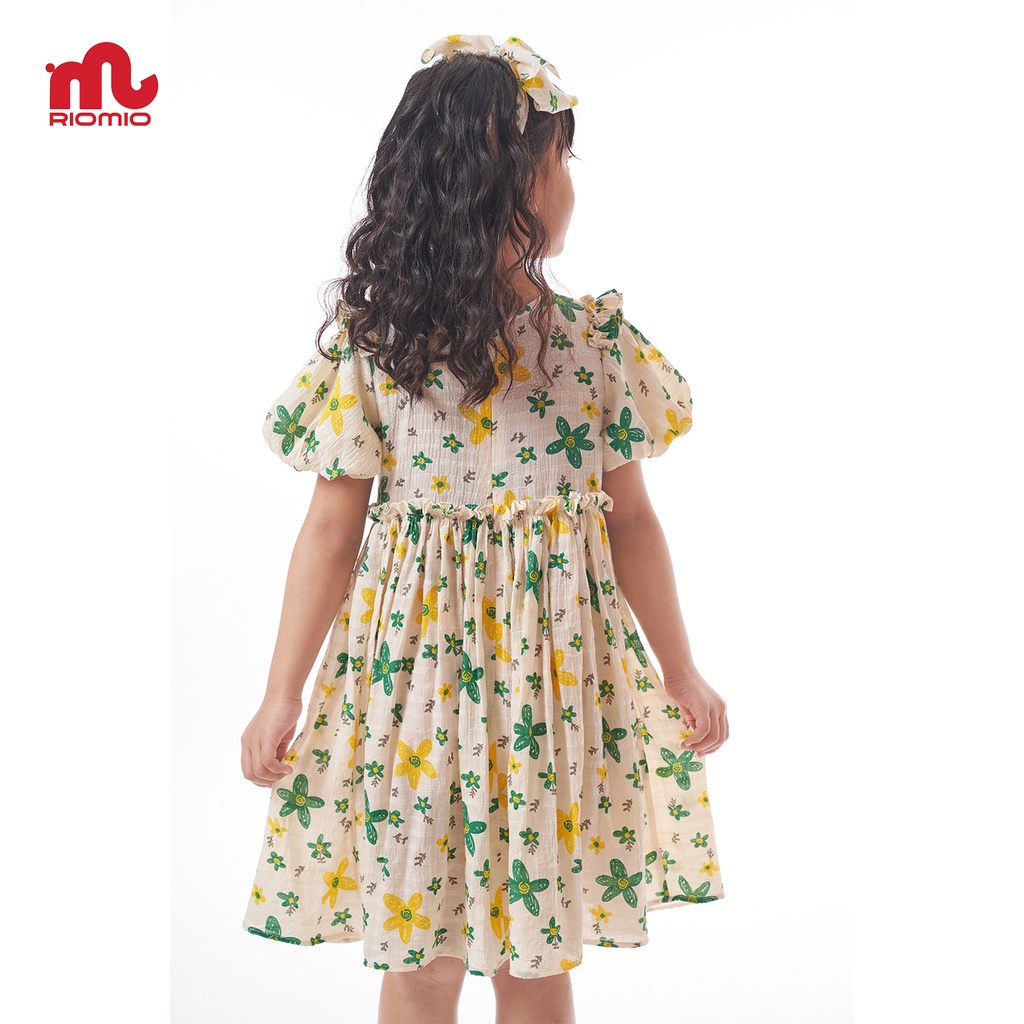 Váy cho bé gái 3-11 tuổi Riomio vải hoa chất liệu đũi tơ mềm mịn, thiết kế tay chuông siêu xinh - RV131