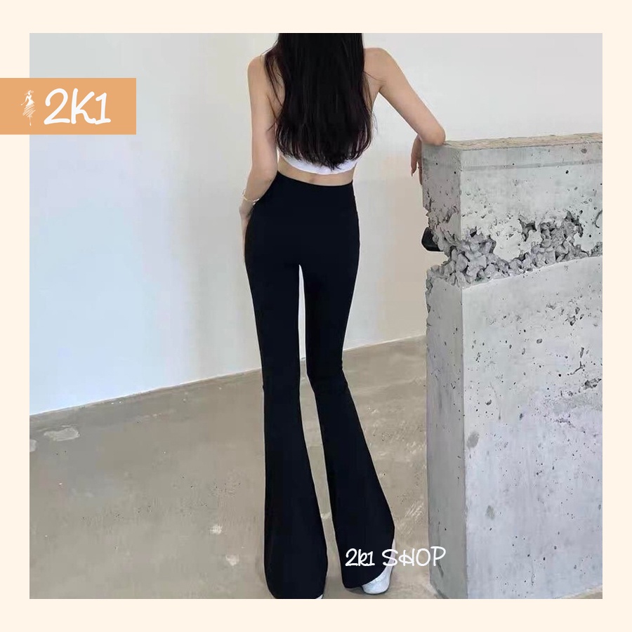 Quần Ống Loe Cạp Cao Legging Dáng Dài Siêu Hack Chân, Nâng Hông, Quần Legging Nữ Ôm Ống Loe Dáng Dài