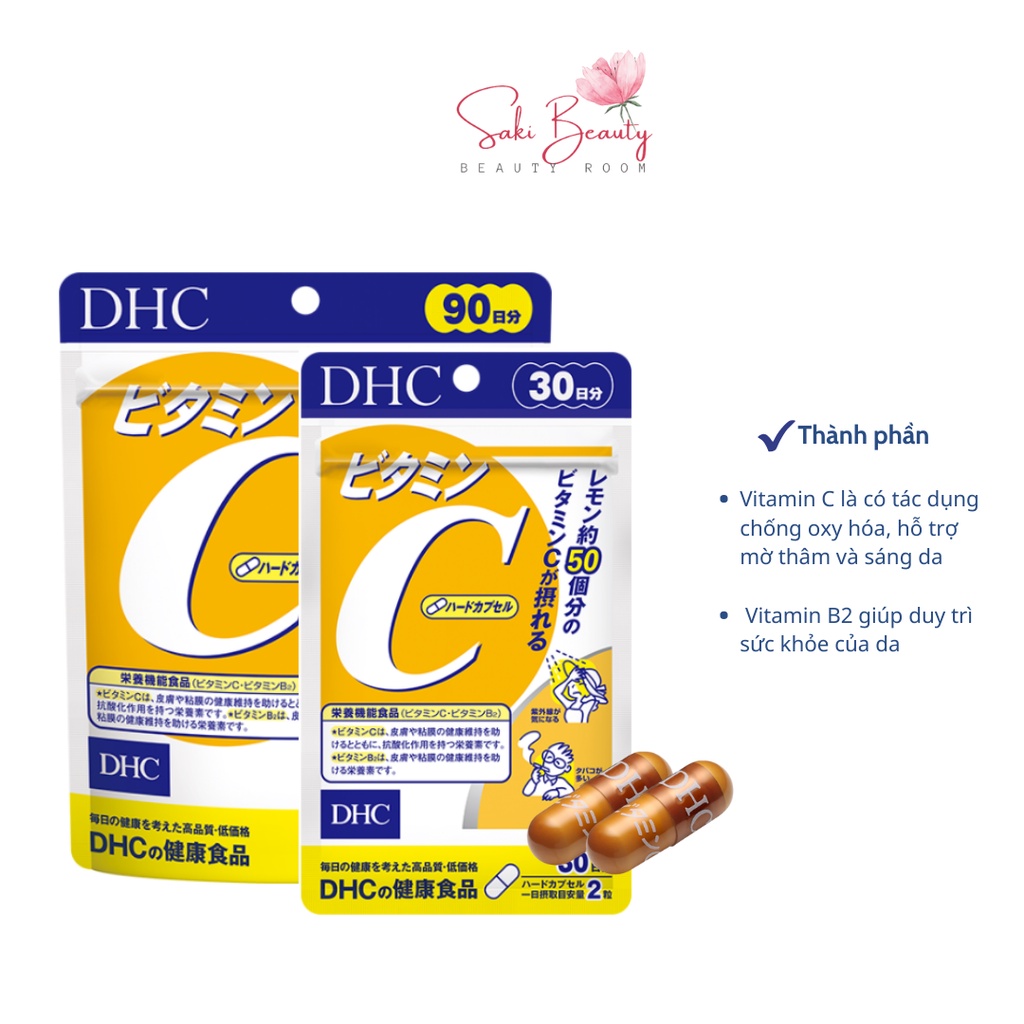 Viên uống vitamin C DHC Nhật Bản dạng viên nén tăng đề kháng hỗ trợ ngừa thâm hỗ trợ làm sáng da 40/60v