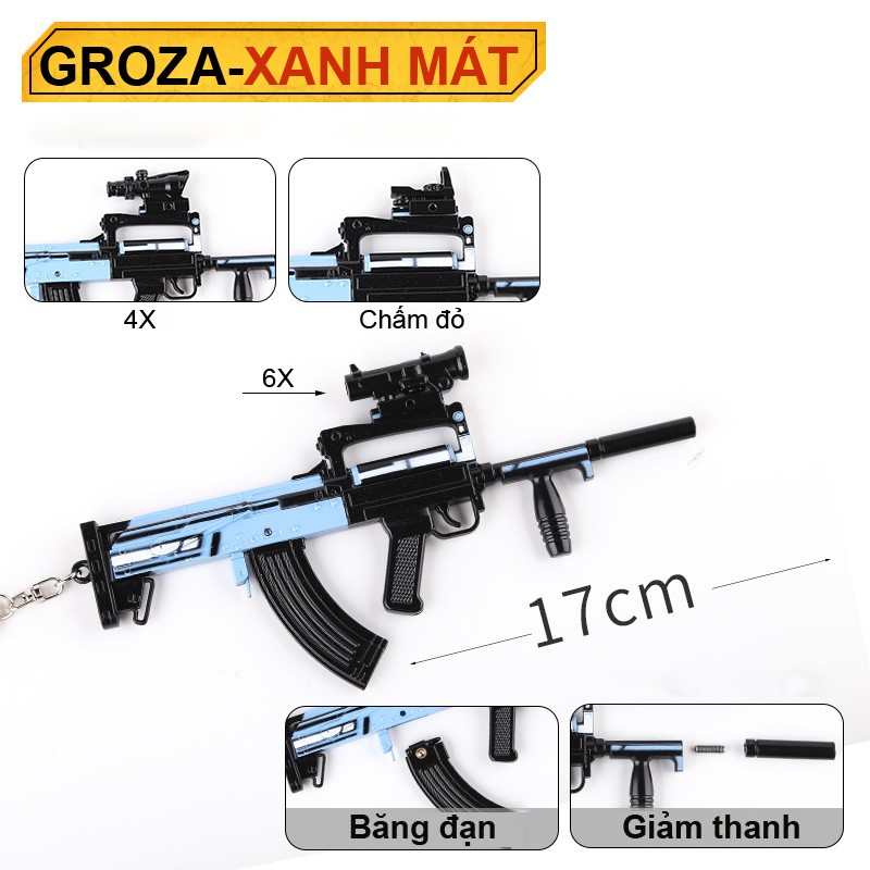 Mô Hình PUBG Groza Xanh Mát - 17cm - Tặng Kèm Giá Đỡ