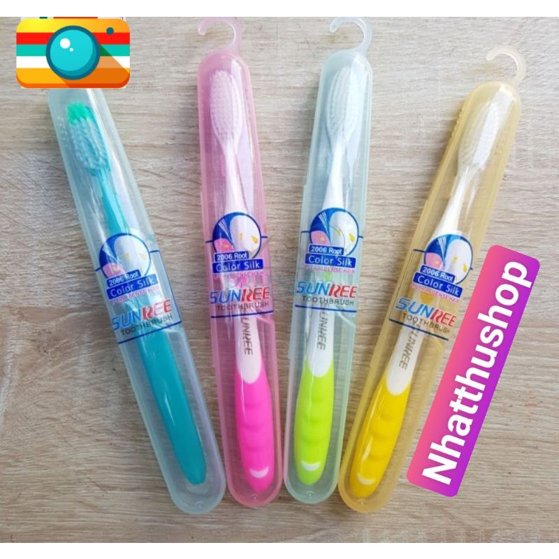 Bàn Chải Đánh Răng SUNREE Thái Lan Hộp Có Móc Treo Nhiều Màu