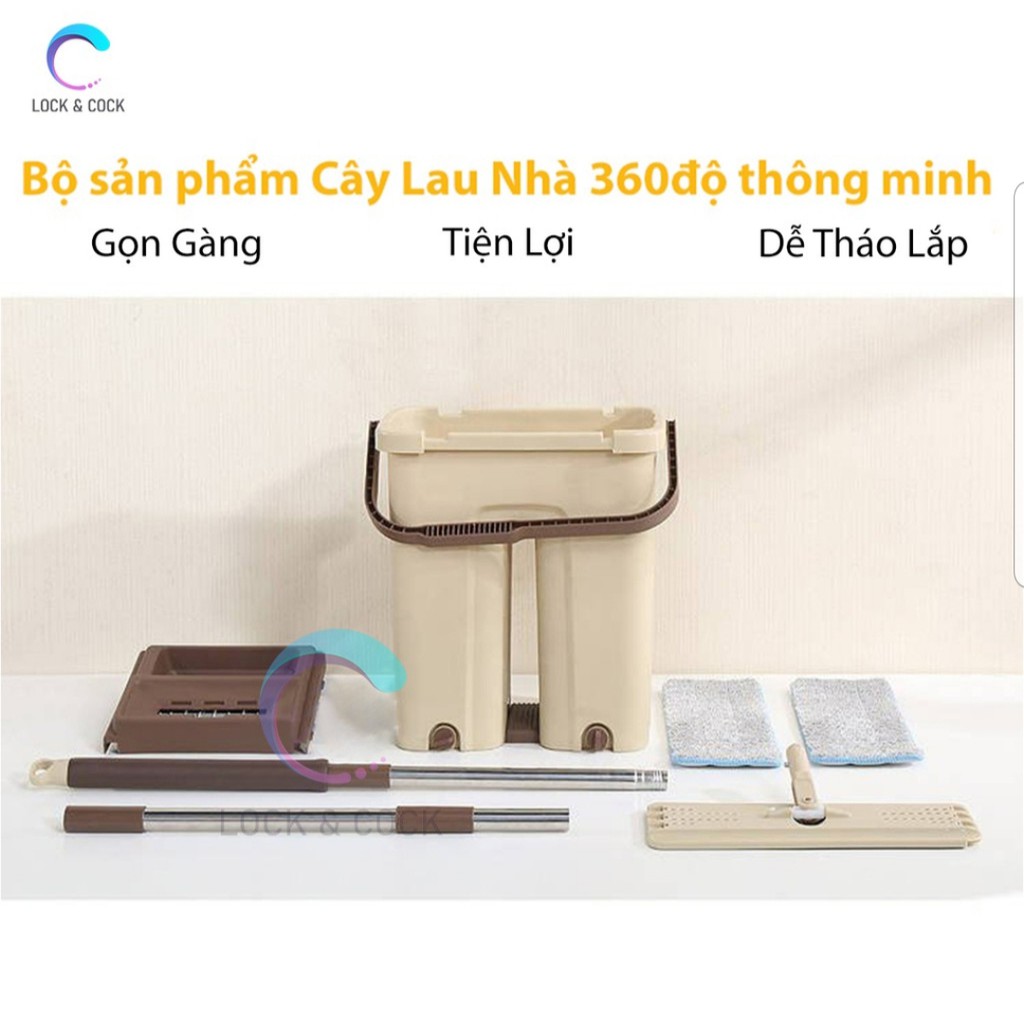 [Rẻ Vô Địch] Bộ Cây Lau Nhà Chổi Lau Nhà Tự Vắt 360 Độ Chính Hãng Cao Cấp Tặng Kèm 2 Bông Lau hàng sẵn