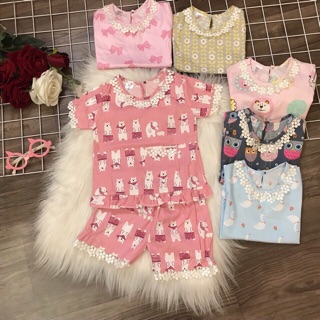 Bộ thô lụa pha ren cho bé gái (kèm bảng size hình cuối)
