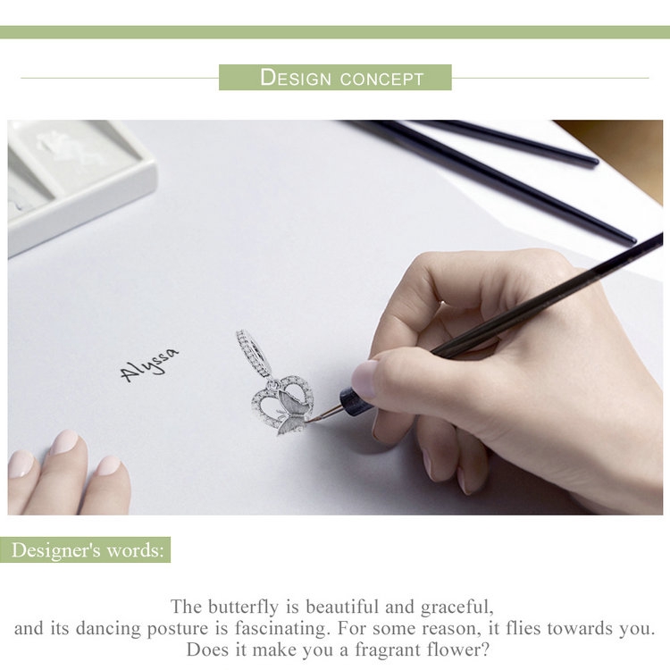 Mặt Trang Sức Bamoer Hình Trái Tim Bằng Bạc 925 Đính Đá Dùng Tự Làm Vòng Tay Nữ