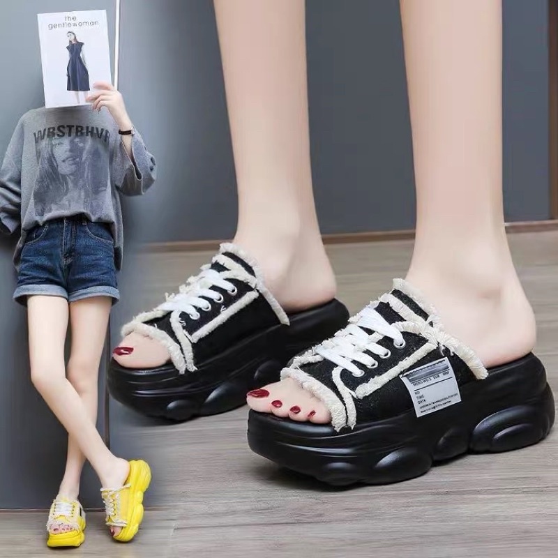 Dép xuồng đế cao buộc dây