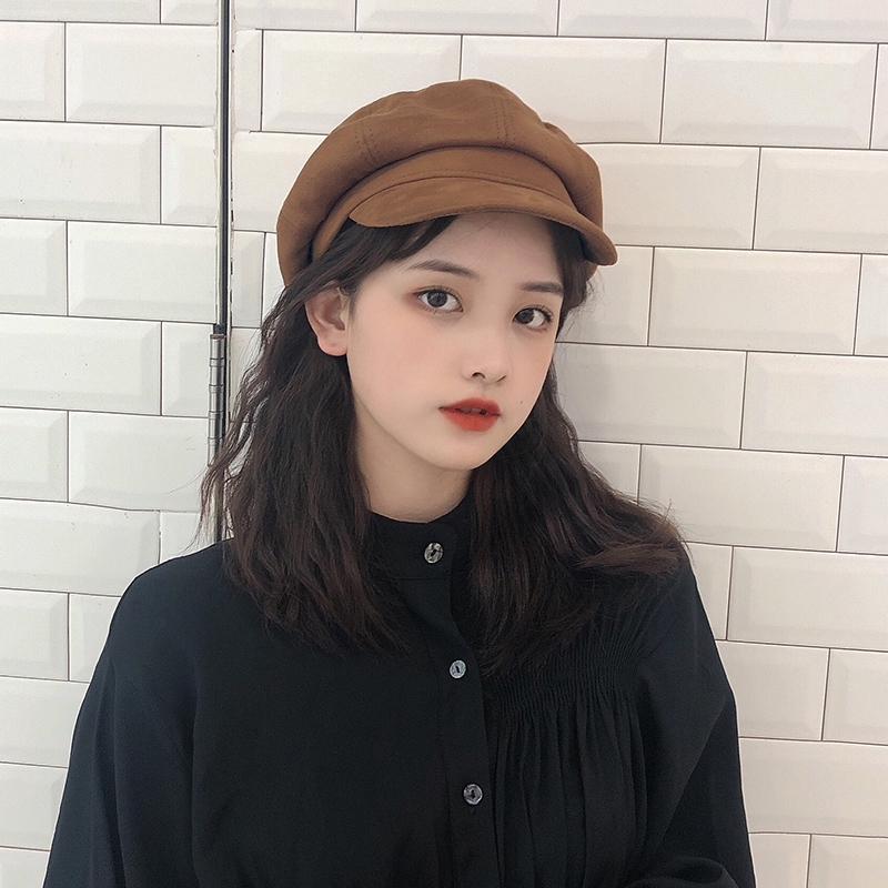 Women Beret Octagonal Cap Stylish Artist Painter Newsboy Hats Black Grey Beret Caps