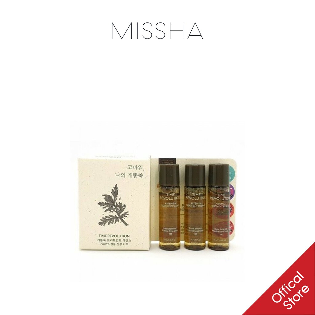 Set 3 Chai Tinh Chất Dưỡng Missha Time Revolution Artemisia Treatment Essence Mini 5ml x3ea