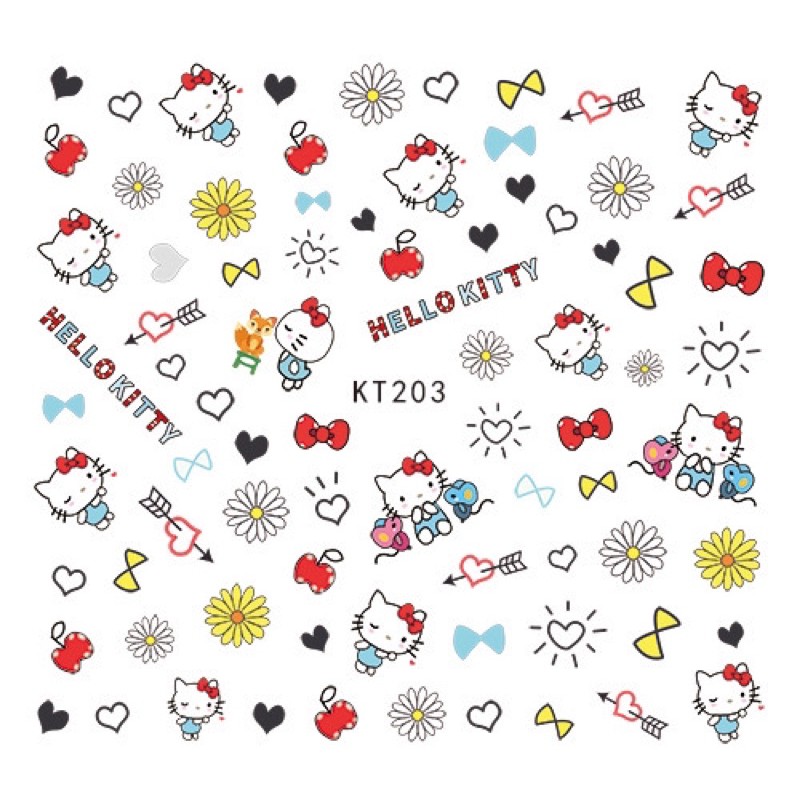 Sticker hình mèo Hello Kitty dễ thương,hình dán móng hoạ tiết con mèo Hello Kitty dễ thương trang trí móng nail