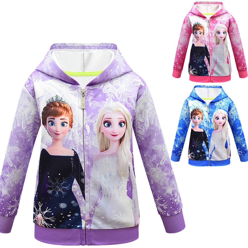 Áo Khoác Hoodie In Hình Công Chúa Elsa Anna Phim Frozen II Cho Bé Gái