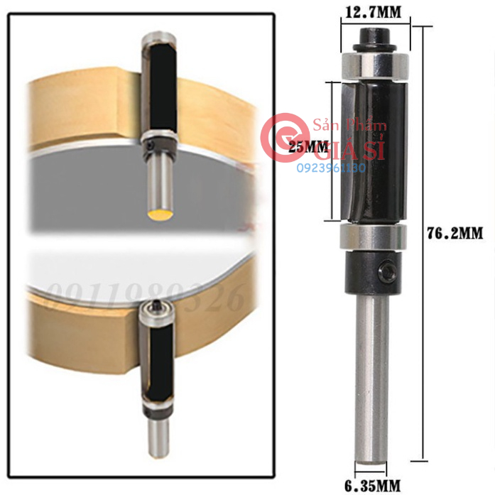 Mũi phay gỗ mũi soi thẳng 2 bi bo cạnh cốt 6.35mm ❤️freeship❤️