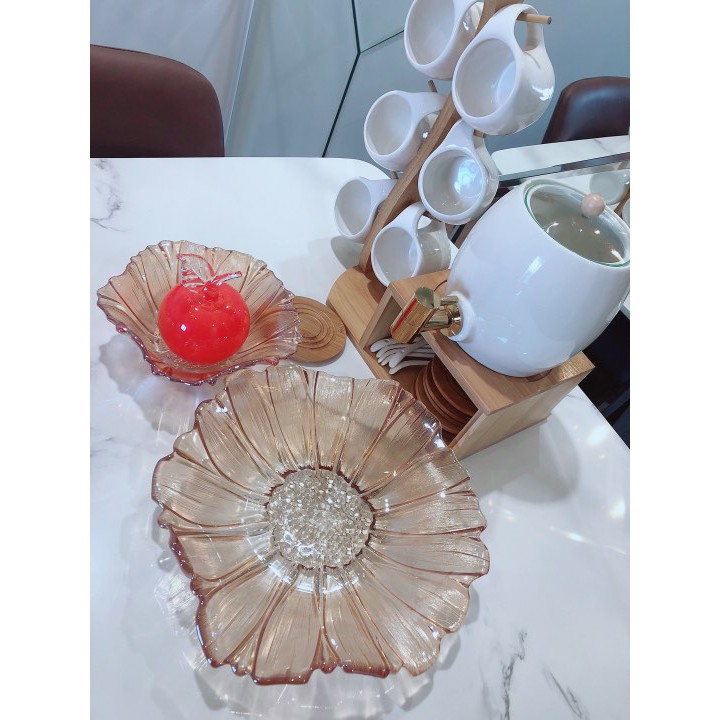 Set 2 đĩa đựng hoa quả pha lê