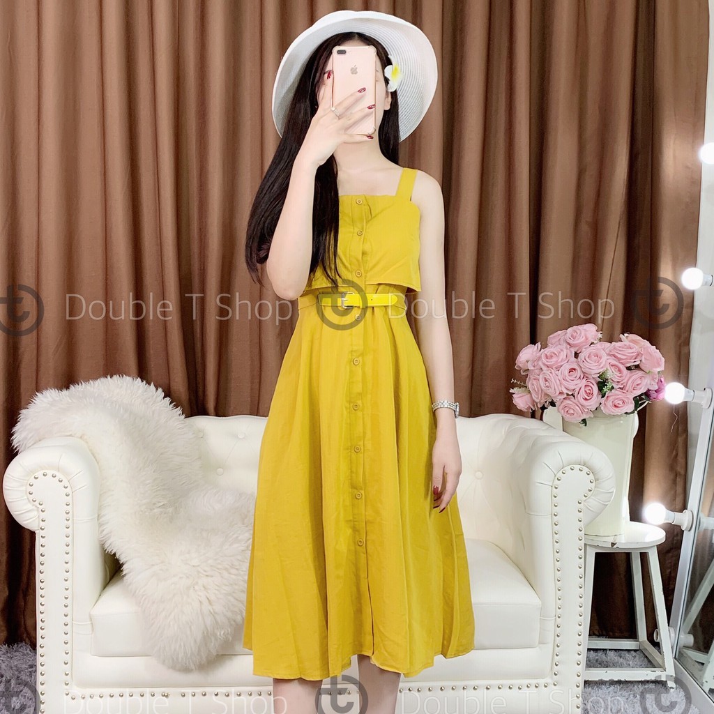 [FREESHIP + TẶNG KÈM ĐAI DA] VÁY MIDI HAI DÂY CÓ TÚI CAO CẤP V001 | BigBuy360 - bigbuy360.vn