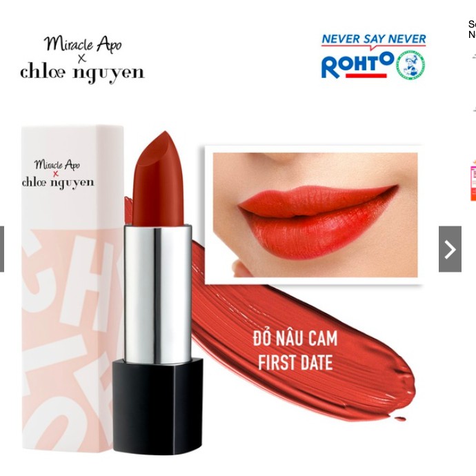 NEW 100% Son thỏi lì/satin Miracle Apo x An Phương Chloe Nguyễn Holiday Collection Lipstick 4g