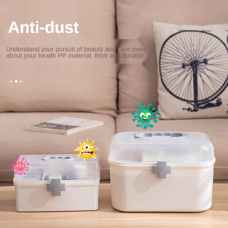 Hộp Đựng Đồ Sơ Cứu Hai Tầng Bằng Nhựa Có Tay Cầm Tháo Rời Được