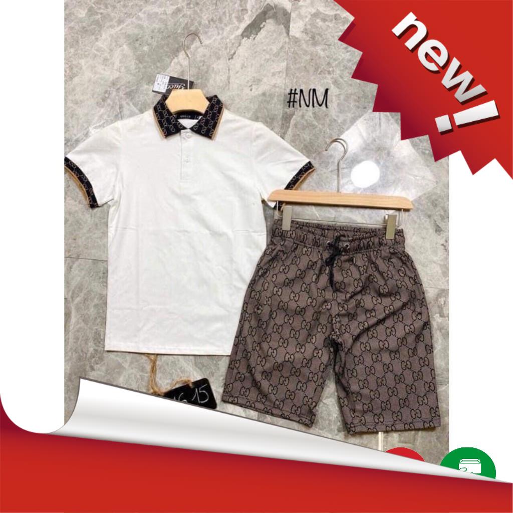 Bộ hè nam- Quần áo nam mùa hè đẹp giá rẻ, áo nam gucci áo ngắn tay có cổ ( Hàng Shop ) BB51 +