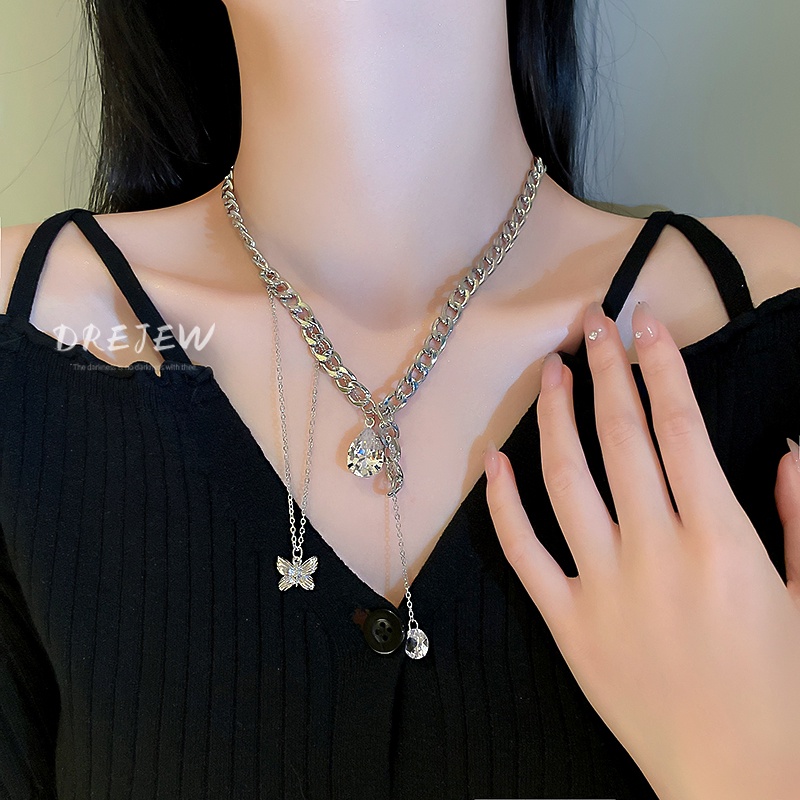 Dây Chuyền Mặt Hình Giọt Nước Đính Đá Kim Cương Phong Cách Thời Trang Hàn Quốc Độc Đáo Đơn Giản Cho Nữ