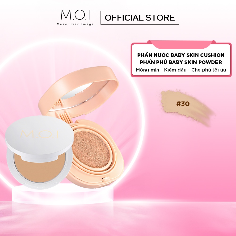 Bộ đôi Phấn nước Baby Skin Cushion và Phấn phủ MOI