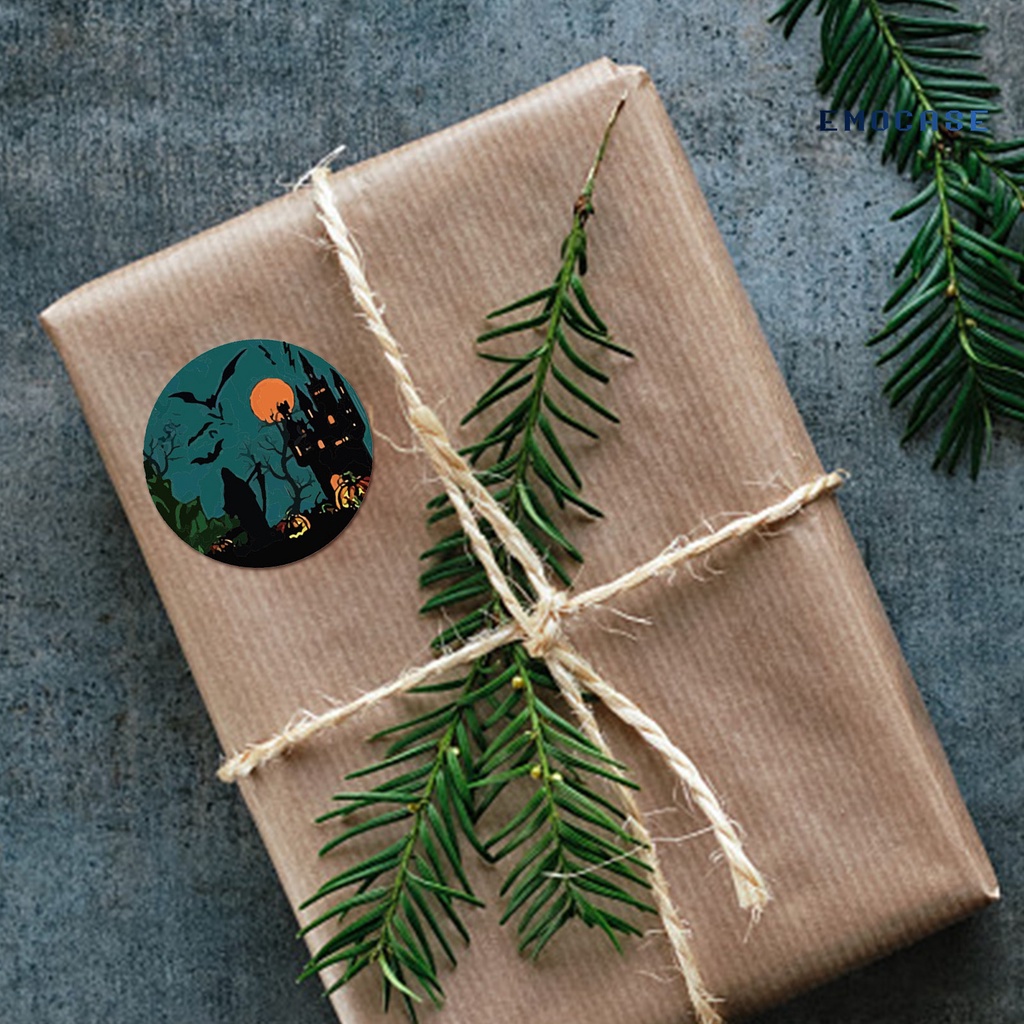 Cuộn 500 Nhãn Dán Trang Trí Halloween Tự Dính Nhỏ Gọn