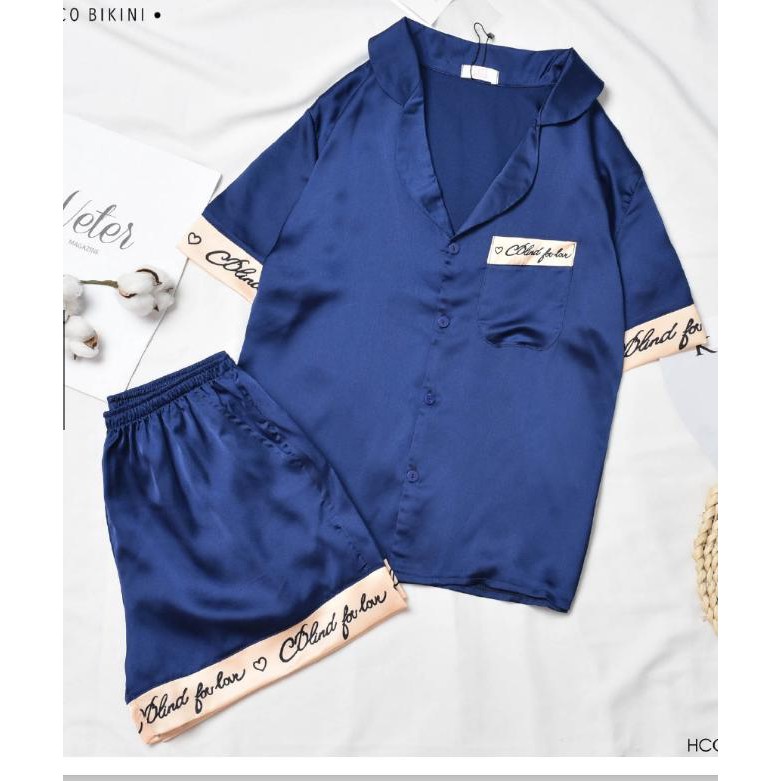 [𝗕𝗼̣̂ 𝗡𝗴𝘂̉ 𝗟𝘂̣𝗮 𝗩𝗶𝗲̂̀𝗻 Đ𝘂̀𝗶]-Bộ Lụa Pijama Chữ Ký Tay Cộc Quần Đùi-Chất Đẹp-Hàng Thiết Kế | BigBuy360 - bigbuy360.vn