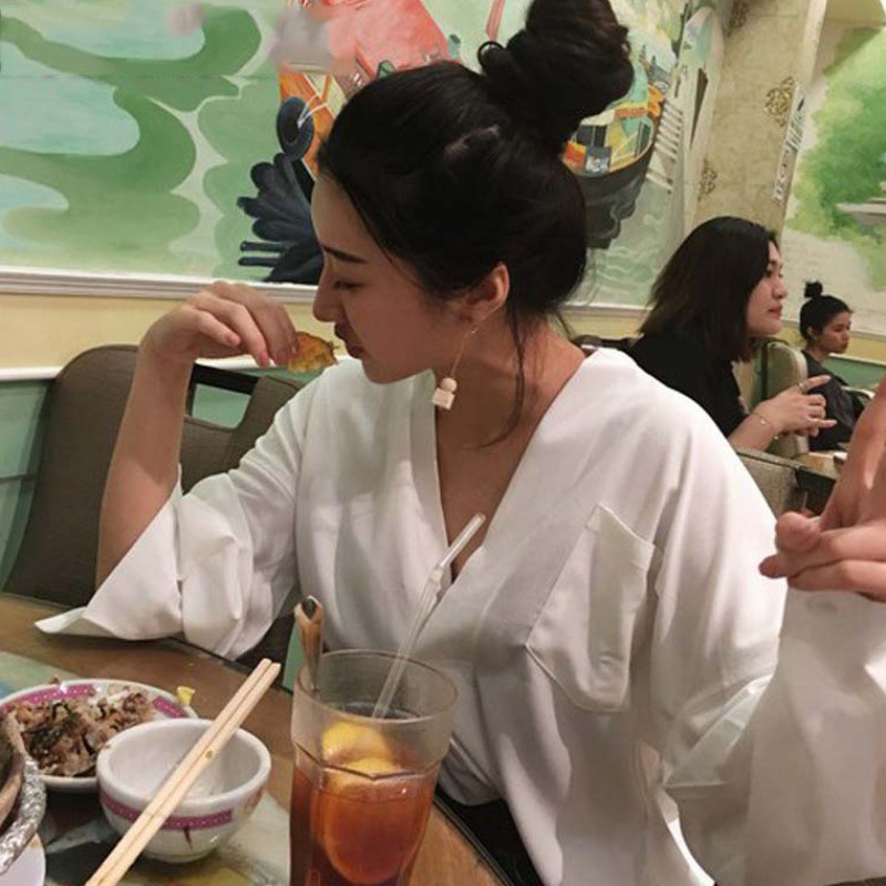 [Baywellfashion]Áo sơ mi form rộng cổ tim dài tay phong cách Hàn Quốc | BigBuy360 - bigbuy360.vn