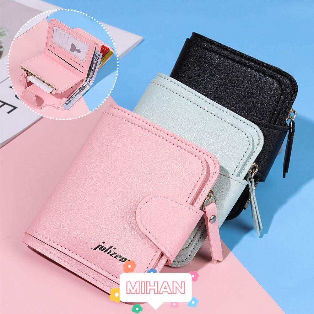 Ví Da PU Ngắn MIHAN1 Đựng Tiền Xu Và Thẻ Có Khóa Kéo Cho Nữ