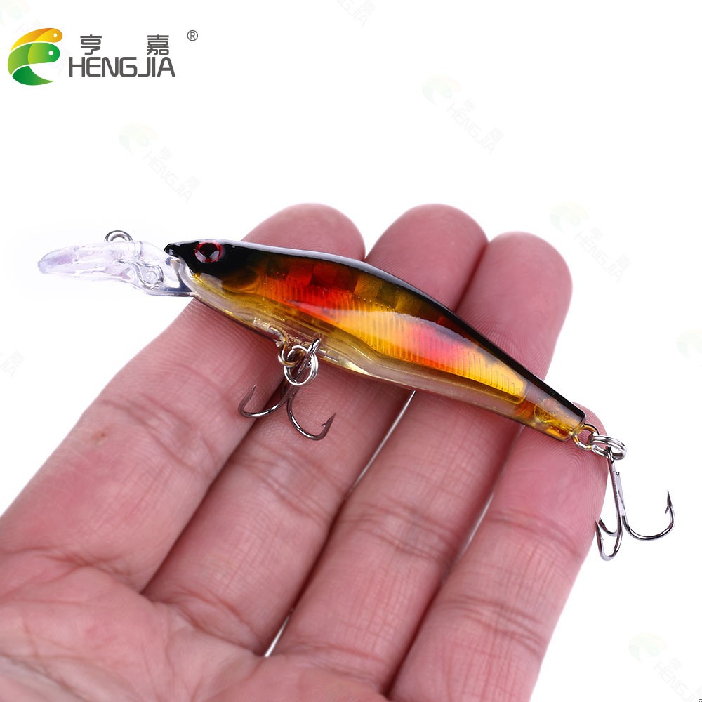 HENGJIA 1pcs 8cm/6.3g Minnow Crankbait Bơi câu cá mồi Fishing Lure Artificial Hard Fishing Baits Outdoor Tackle