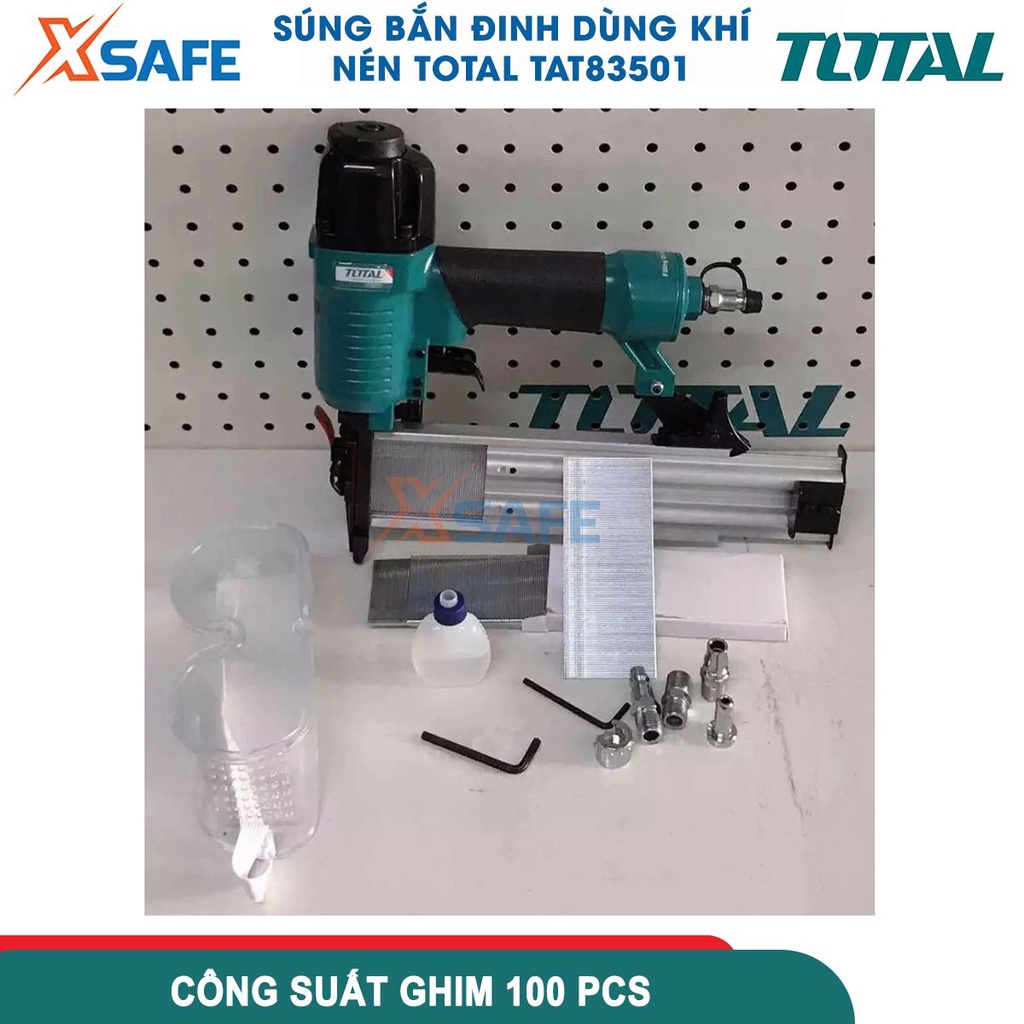 Máy bắn đinh khí nén TOTAL TAT83501, áp lực vận hành 4-7Bar, kích thước đinh 15-50mm - [CHÍNH HÃNG][XSAFE]